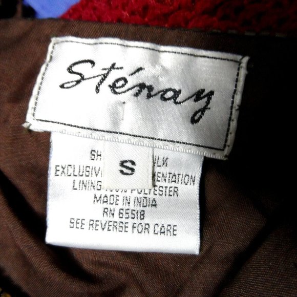 Vintage STENAY 100% Silk ALL Beaded Formal Jacket S Brown Hook front Overcoat LS - Picture 13 of 13